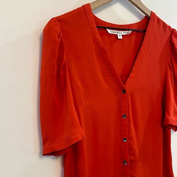VERONICA BEARD garland silk blouse size 12 color poppy - Picture 9 of 10